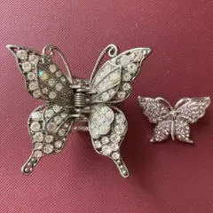 蝶型ヘアクリップとブローチセット