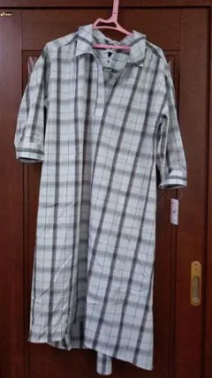 未使用 タグ付!チェック ロング シャツ ワンピ M 秋物