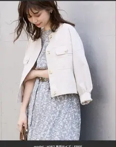 ナチュラルクチュール　綿麻ノーカラーブルゾンのサムネイル