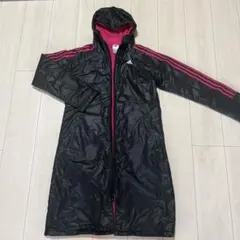 adidas フード付きベンチコート黒/ピンク