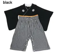 袴風 ロンパース ベビー服 ブラック 80cm