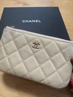 CHANEL キルティングコインケース ポーチアイボリー