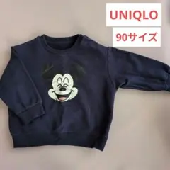 UNIQLO ミッキーマウス 長袖トレーナー ネイビー