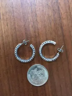 シルバークリスタルフープピアス