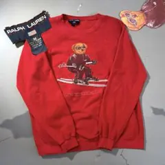 希少✨ポロ ラルフローレン 90s ポロベア スキー ロゴ プリント スウェット