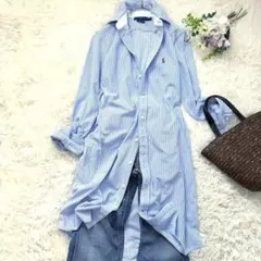 極美品★ラルフローレン ニットオックスフォード ストライプ ワンピース 刺繍