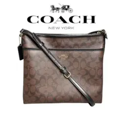 美品　COACH コーチ　シグネチャー　PVC ショルダーバッグ　定番　ブラウン