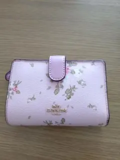 COACH 二つ折り財布 ピンク 花柄