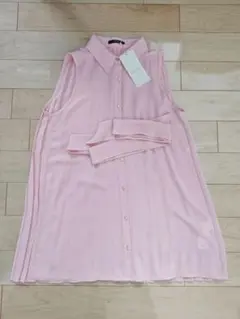 DURAS ノースリーブ バックプリーツブラウス ピンクのサムネイル