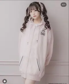 pium×Mezzo Piano ベリエちゃんコットンフリルパーカー　ピンク