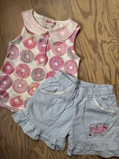メゾピアノ♩ドーナツ柄Tシャツとショートパンツセット 120cm