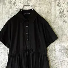 ZARA コットン　100% ミニ丈　ドレス　ワンピース　ブラック　XS