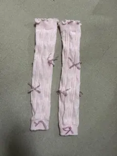 ピンクリボン付きレッグウォーマー