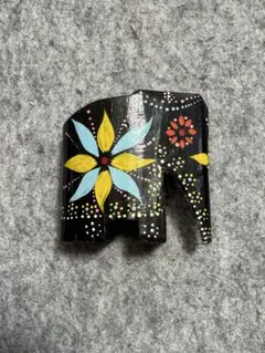 スリランカ土産 カラフル花模様 木製象の置物 アジアンテイスト エスニック ゾウ