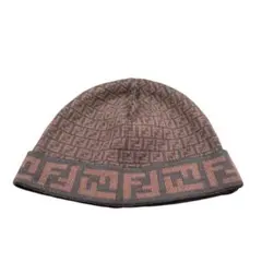 FENDI フェンディ ズッカ柄 ニット帽 ブラウン FFロゴ 総柄