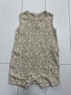Baby GAP ベージュ クマ柄ロンパース ノースリーブ