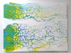 絵画 868 油絵/抽象画風/ひび割れ/黄色と緑/F10号 絵画 868 油絵/抽象画風/ひび割れ/黄色と緑/F10号 - メルカリ