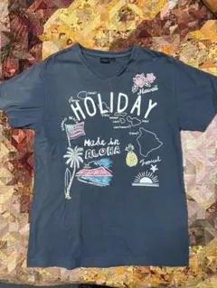 14日までHAWAII HOLIDAY Vネック Tシャツ L ハワイアン