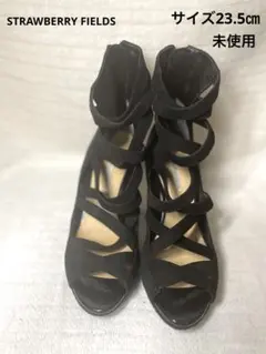 STRAWBERRY FIELDS黒 オープントゥサンダル サイズ23.5㎝
