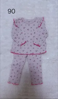 花柄フリル付き長袖パジャマ 90cm