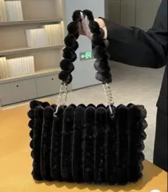 ファー トートバッグ ブラック
