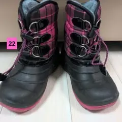 CHARKIES、チェック柄スノーブーツ、 ピンク・ブラック、22