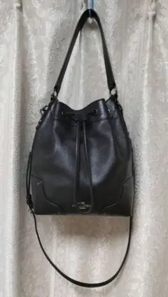 COACH ブラック レザー２way ハンドバッグ