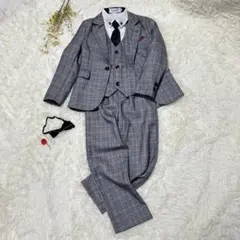 キッズフォーマル 120 男の子 スリーピース　グレンチェック　卒園式　入学式