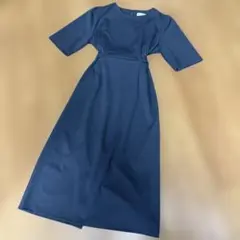 グレー 半袖 ロングドレス スリット入り