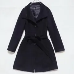 インディヴィ アンゴラ混 ベルト付き ロングコート Mサイズ