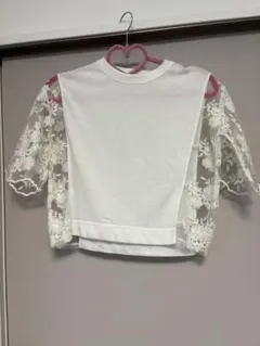 dazzlin 半袖カットソー ホワイト 花柄レース シースルーのサムネイル