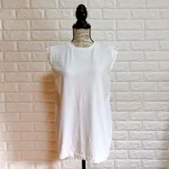 ミラオーウェン【F】ノースリーブカットソー 白 綿100% 通勤 カジュアル