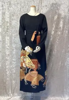 留袖ワンピース　3L/130 手描き/本金箔　正絹　Y作