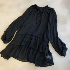 ♡美品♡ しまむら　シアー ブラウス　キャミソール付　チュニック　ドット柄　LL