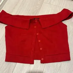 EMODA 赤 オフショルダー クロップドトップス