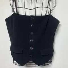 美品✨ディーゼル ビスチェ風ベスト ジレ キャミソール M 黒 ロゴ刺繍付のサムネイル