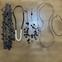 ビーズとのネックレス5点セット