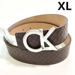 カルバンクライン ベルト XL メッシュ風 編み込み風 レディース 茶 ブラウンのサムネイル