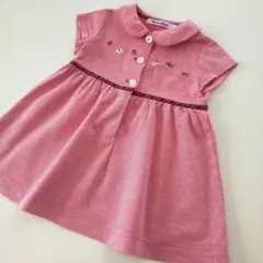 美品★2023SS★80cm familiar ピンク 半袖ポロワンピース