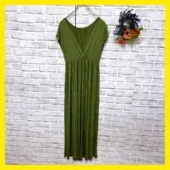 【1点限り】 ワンピース (F) ノースリーブワンピース 柔らか素材 グリーン