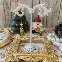 ☆❤️ クリスマス　ツリー　パール　結晶　ピアス　イヤリング　ハンドメイド