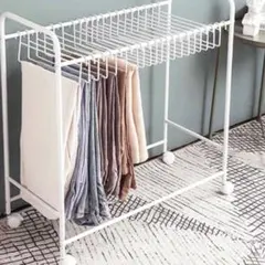 スラックスハンガー付きハンガーラック　ホワイト