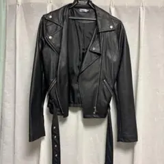 ブラック レザーダブルライダースジャケット