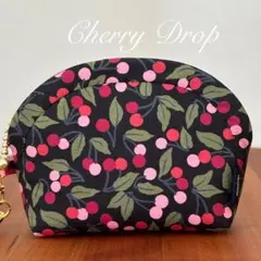 ▶︎W12 ハンドメイドポーチ リバティタナローン チェリードロップ 桜桃 果実