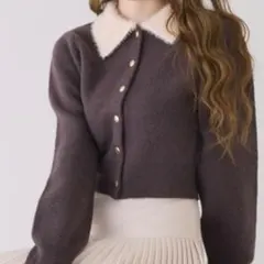 ナイスクラップ ポロ襟配色ニットカーディガン
