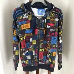 adidas ロゴプリント ジップアップ パーカー