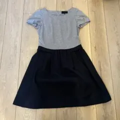 UNTITLED 半袖ひざ丈ワンピース サイズ2 グレー/ブラック