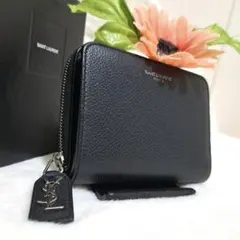 ✨極美品✨サンローラン 二つ折り クロコ カサンドラ YSLブラック