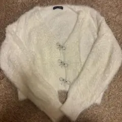 【未使用】shein ホワイト ファー風 カーディガン Vネック