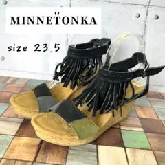 MINNETONKA フリンジサンダル 23.5 厚底 ウェッジソール 本革